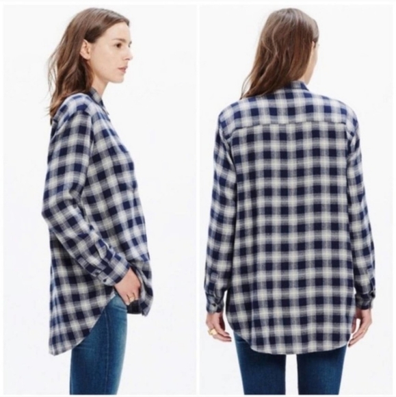 Madewell Oversized Boyfriend Flannel Shirt in Andover - Picture 2 of 14